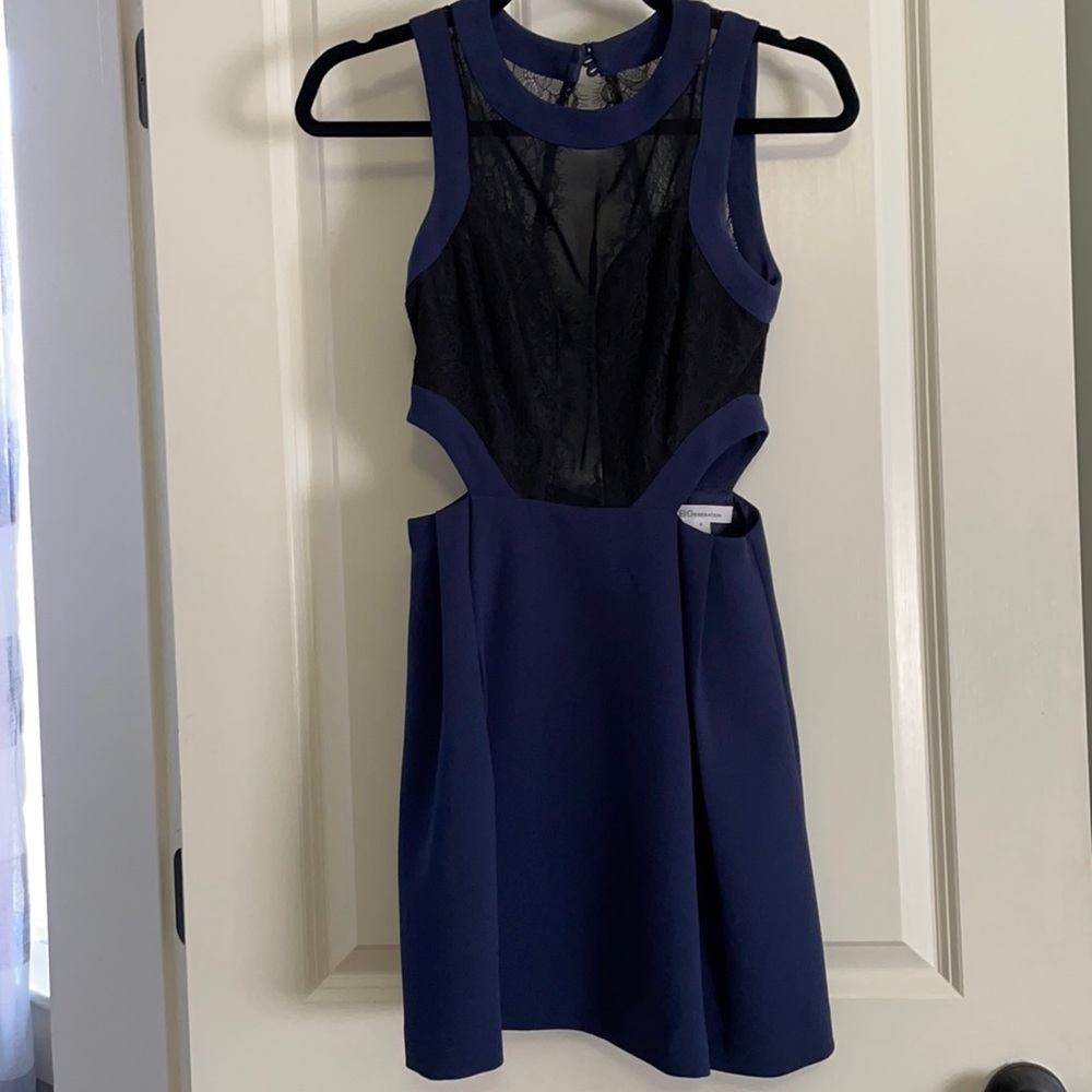 Navy and Black Lace Detail Dress